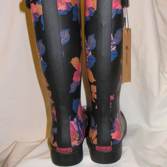 New Chooka Women's 6M Floral Shoes Tall Rain Boots Box - Picture 6 of 12